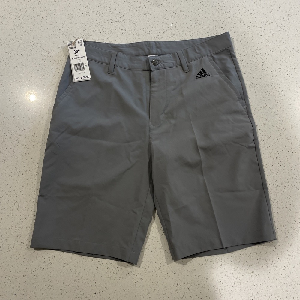 NWT Adidas Mens Golf Shorts Sz 30 Gray Polyester Blend Belt Loop Pockets GU2681